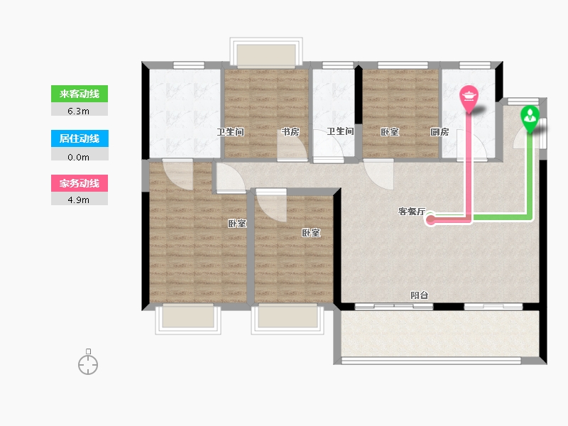 浙江省-杭州市-诸暨新力帝泊湾-114.00-户型库-动静线