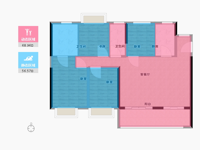 浙江省-杭州市-诸暨新力帝泊湾-114.00-户型库-动静分区