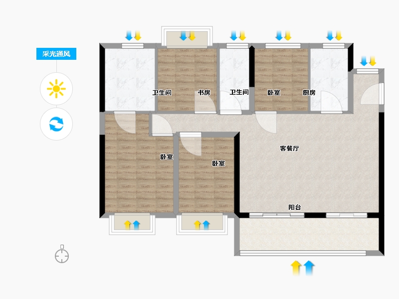 浙江省-杭州市-诸暨新力帝泊湾-114.00-户型库-采光通风