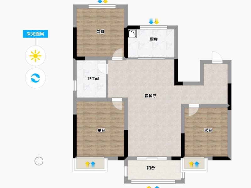 江苏省-徐州市-珑郡上院-87.00-户型库-采光通风