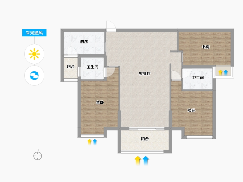 江西省-九江市-新城国际-100.47-户型库-采光通风