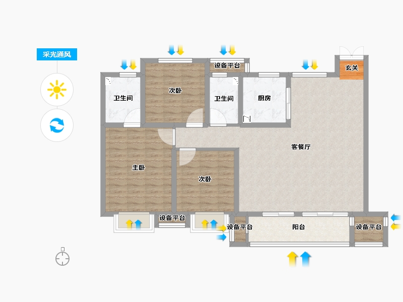 浙江省-台州市-绿地德加公馆-108.00-户型库-采光通风