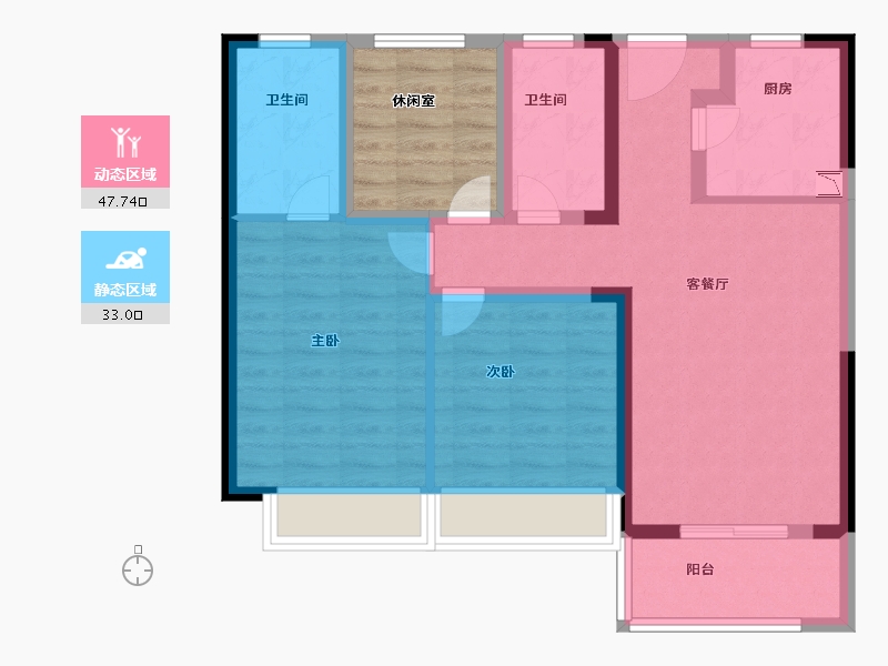 江苏省-南京市-新江北孔雀城-78.00-户型库-动静分区