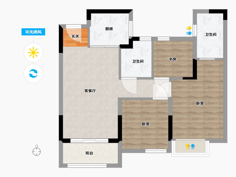 浙江省-嘉兴市-阳光城·中山府-71.01-户型库-采光通风