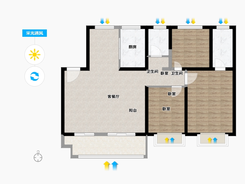 江苏省-无锡市-银城东樾府-107.00-户型库-采光通风