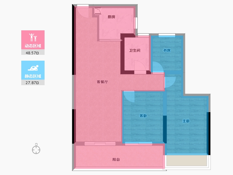 浙江省-杭州市-众安绿城南湖明月-67.56-户型库-动静分区