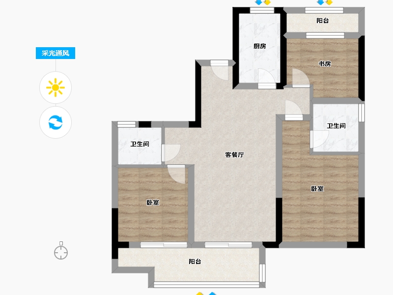 浙江省-宁波市-蓝光·雍舜府-78.00-户型库-采光通风