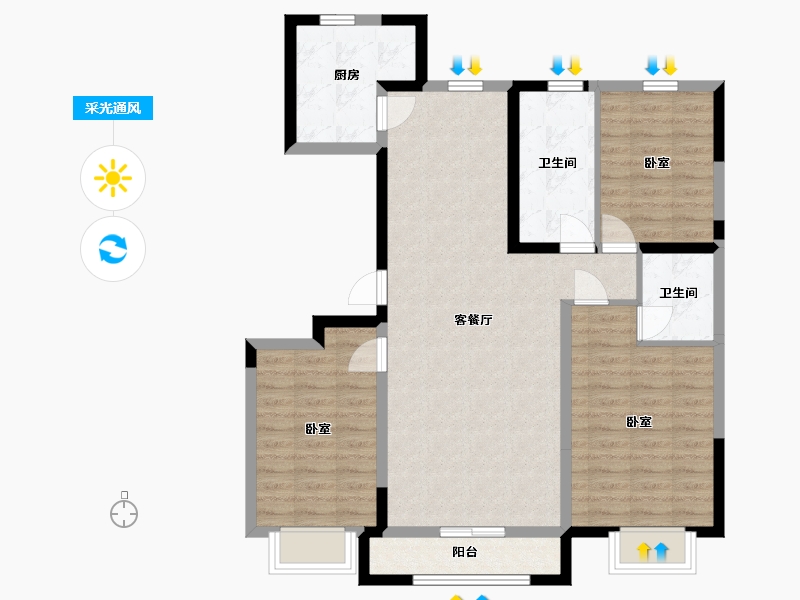 宁夏回族自治区-银川市-正丰盛世灵州-93.26-户型库-采光通风