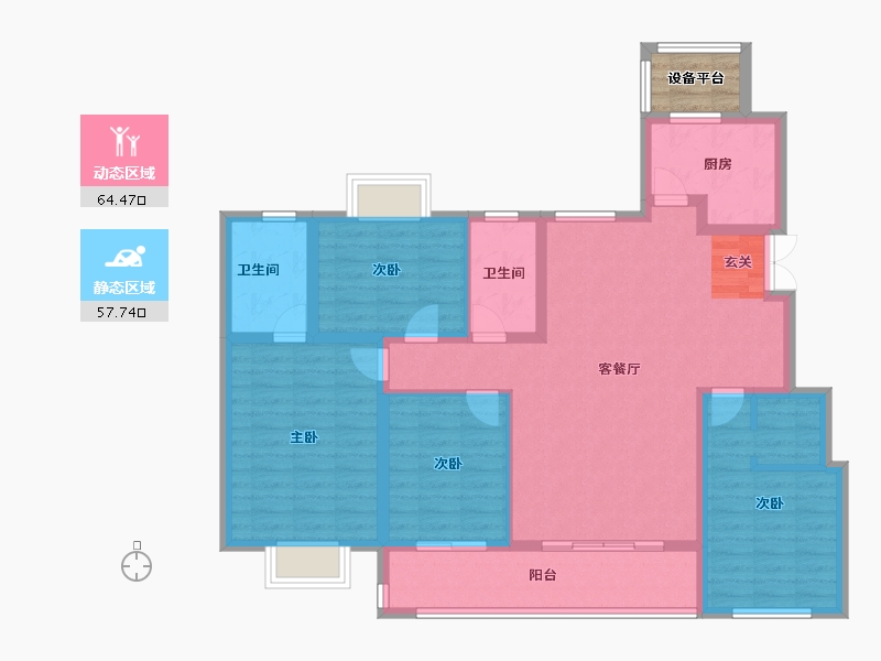 浙江省-台州市-绿地德加公馆-112.00-户型库-动静分区