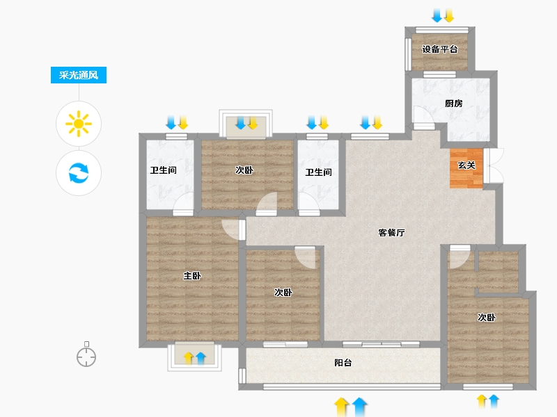 浙江省-台州市-绿地德加公馆-112.00-户型库-采光通风