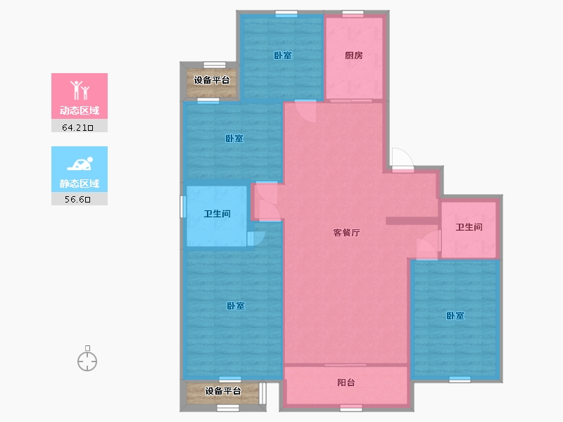 宁夏回族自治区-银川市-汇融静园-113.69-户型库-动静分区