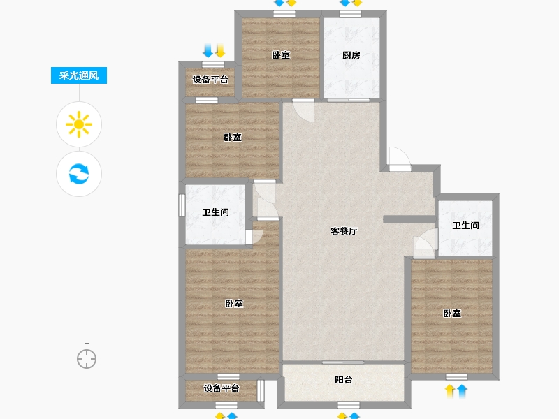 宁夏回族自治区-银川市-汇融静园-113.69-户型库-采光通风