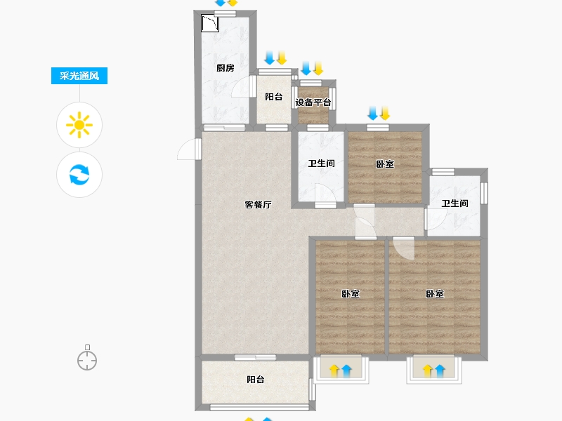 浙江省-嘉兴市-恒大滨河左岸-91.26-户型库-采光通风