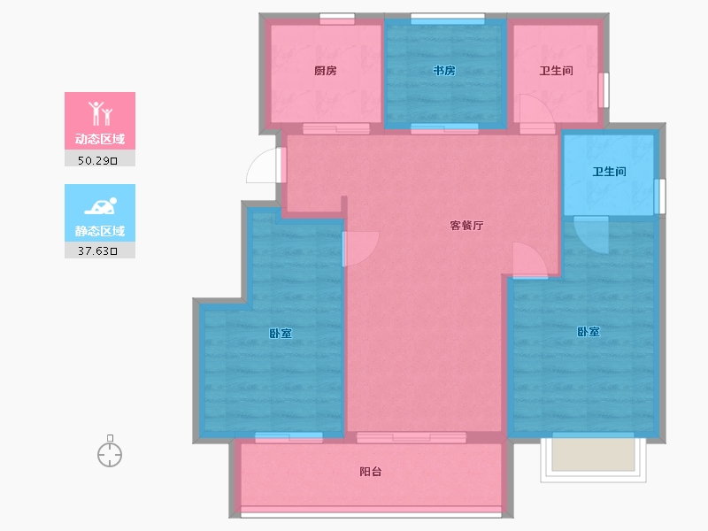 浙江省-宁波市-新希望映辰府-79.00-户型库-动静分区