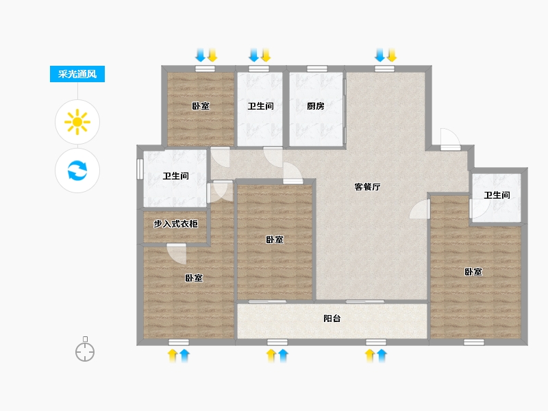 宁夏回族自治区-银川市-汇融静园-134.41-户型库-采光通风