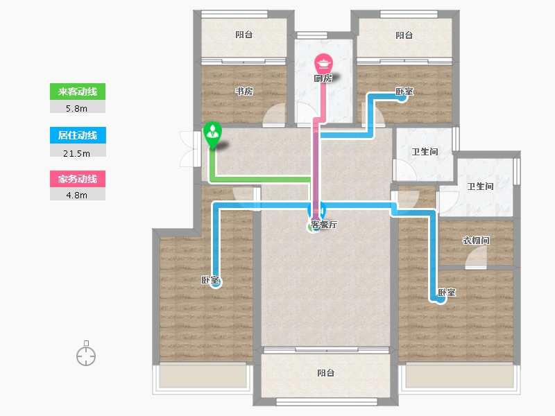 浙江省-衢州市-凯升东城1号-109.51-户型库-动静线