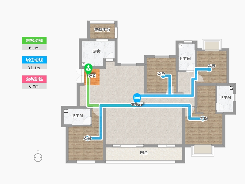 浙江省-台州市-绿地德加公馆-128.00-户型库-动静线