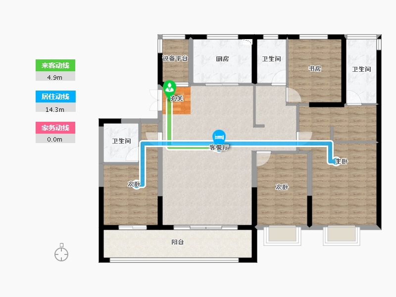 江苏省-常州市-美的国宾府住宅-134.00-户型库-动静线