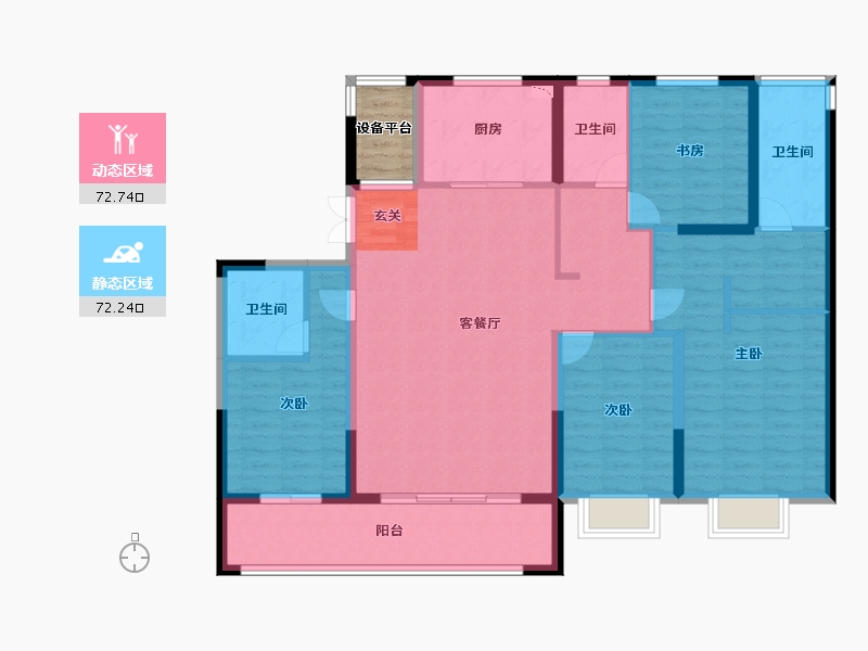 江苏省-常州市-美的国宾府住宅-134.00-户型库-动静分区