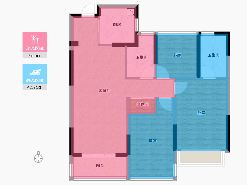 浙江省-宁波市-荣安桃李郡-82.00-户型库-动静分区