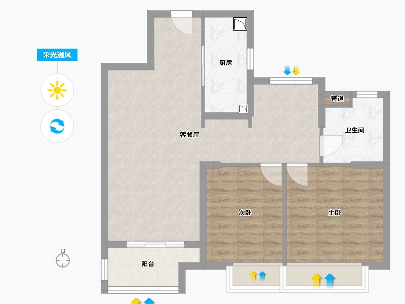 江苏省-泰州市-融创靖江玉兰公馆-71.49-户型库-采光通风