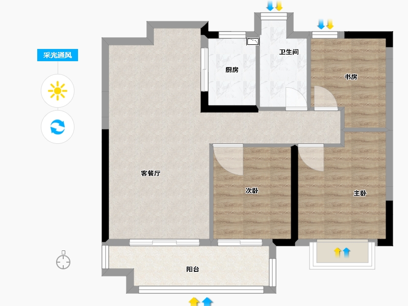 安徽省-合肥市-祥源花世界-76.33-户型库-采光通风