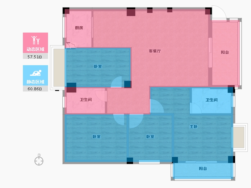 福建省-泉州市-湖光山舍-107.00-户型库-动静分区