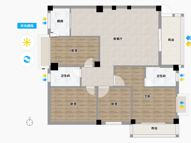 福建省-泉州市-湖光山舍-107.00-户型库-采光通风