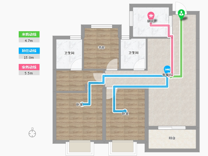 浙江省-杭州市-滨江御虹府-79.07-户型库-动静线