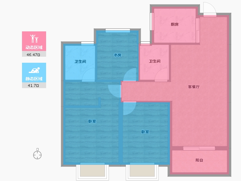 浙江省-杭州市-滨江御虹府-79.07-户型库-动静分区