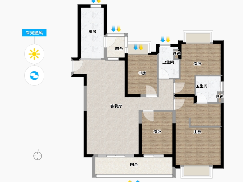 江苏省-泰州市-泰州恒大华府-115.01-户型库-采光通风