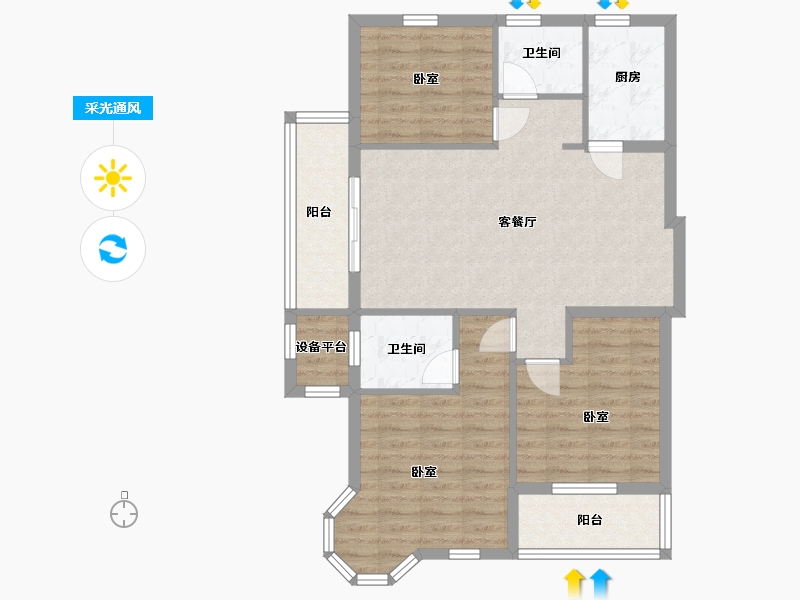 浙江省-嘉兴市-湖畔首府-87.01-户型库-采光通风