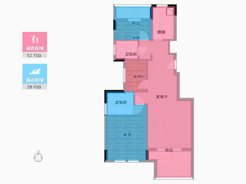 浙江省-杭州市-竹悦山水轩-71.35-户型库-动静分区