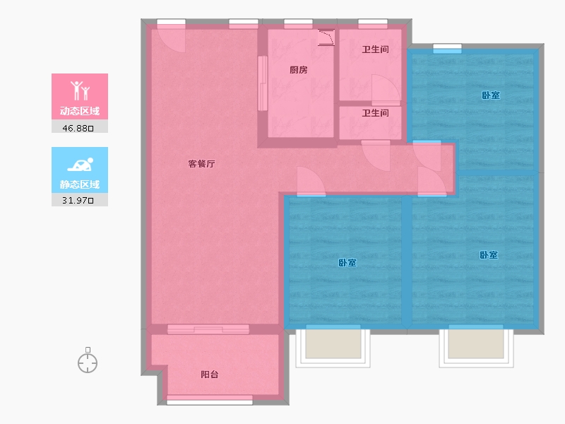 浙江省-嘉兴市-大发·融悦东方-69.83-户型库-动静分区