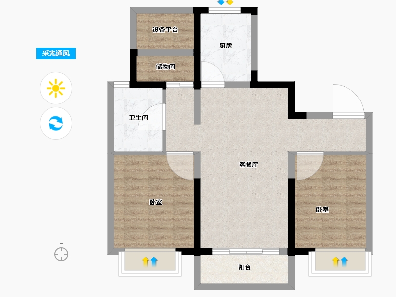 安徽省-合肥市-奥园誉峯-72.00-户型库-采光通风