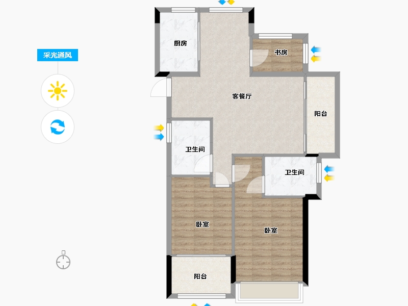 浙江省-湖州市-景都·天鹅湾-92.22-户型库-采光通风