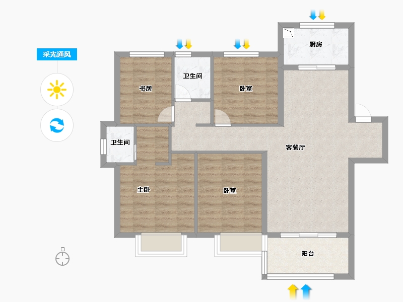 安徽省-六安市-孔雀城时代北宸-86.00-户型库-采光通风