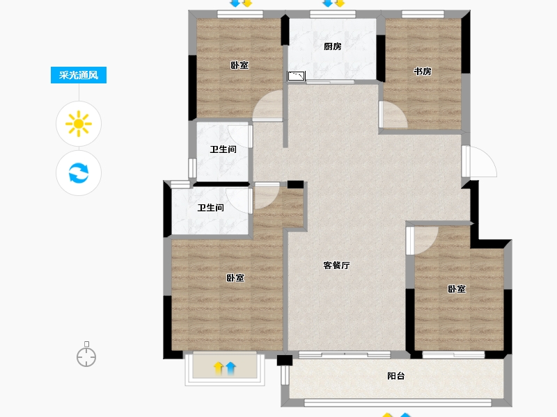 浙江省-绍兴市-东都栖月开化府-96.99-户型库-采光通风