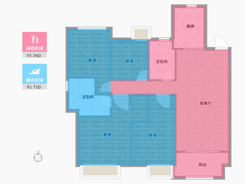 浙江省-嘉兴市-开元万科新都会-107.00-户型库-动静分区