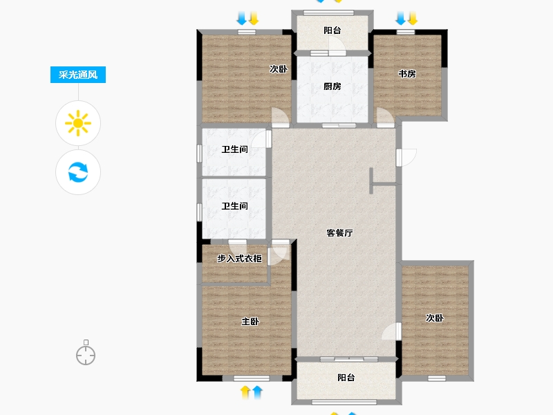 江西省-九江市-满庭春MOMΛ朝阳里-167.00-户型库-采光通风