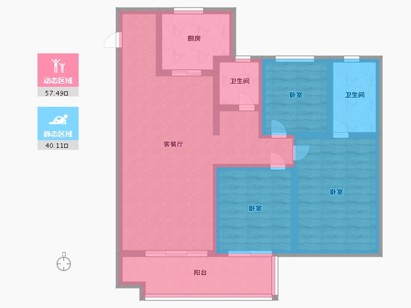 浙江省-宁波市-海泉湾-86.00-户型库-动静分区