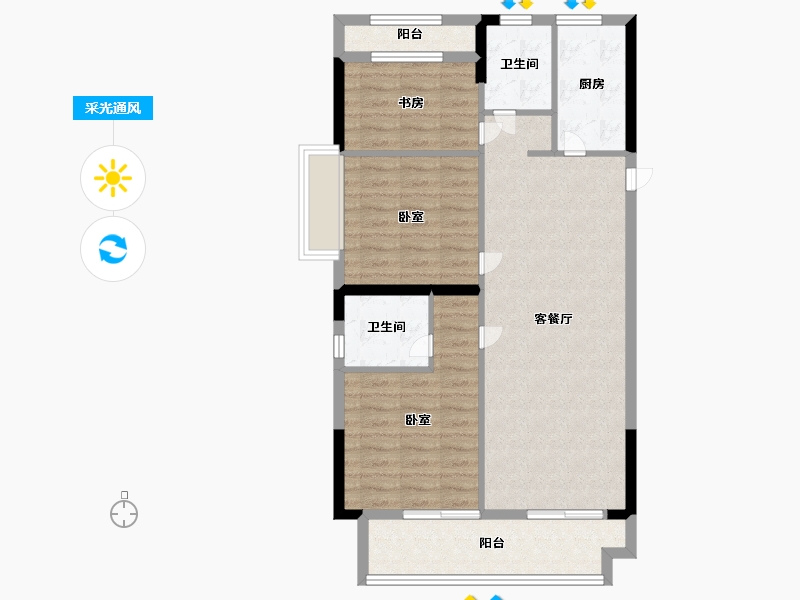 浙江省-宁波市-蓝光·雍舜府-85.99-户型库-采光通风