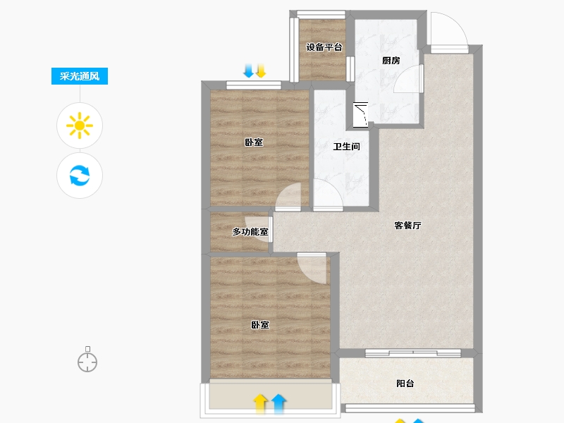 浙江省-金华市-绿城义乌兰园-65.00-户型库-采光通风