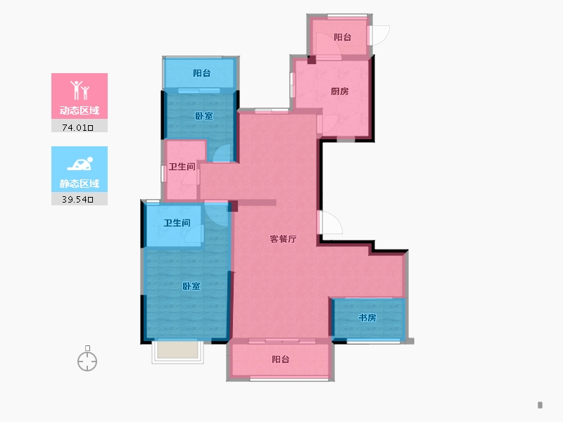 浙江省-宁波市-祥生君麟府-102.00-户型库-动静分区