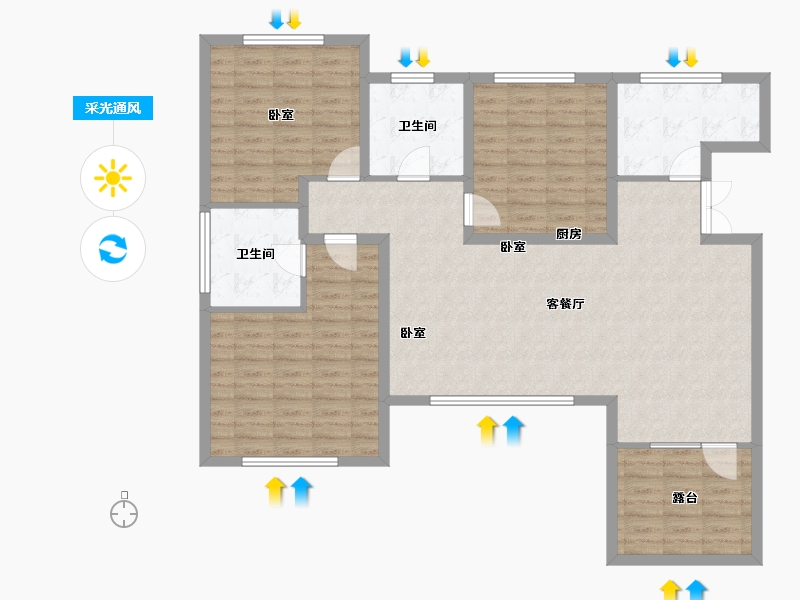 新疆维吾尔自治区-乌鲁木齐市-东湖观澜-115.00-户型库-采光通风