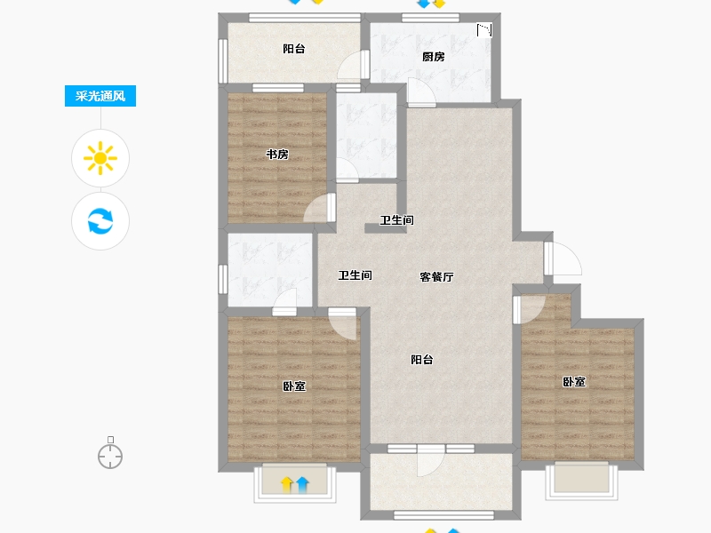 山东省-青岛市-伟东湖山美地 书香郡-106.01-户型库-采光通风