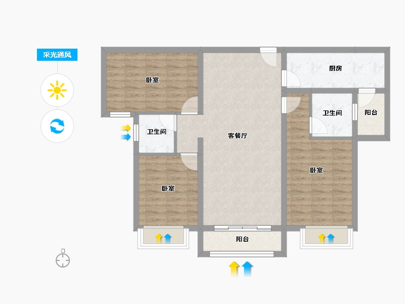 江西省-上饶市-翼天学府-88.99-户型库-采光通风