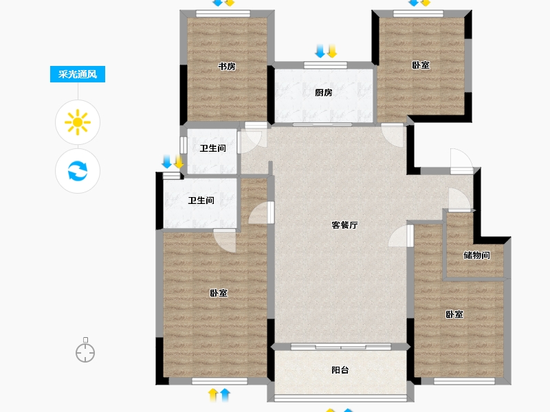 浙江省-宁波市-金隅大成郡三期-122.21-户型库-采光通风