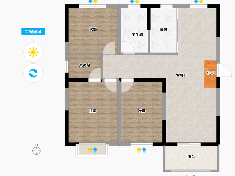 安徽省-阜阳市-壹號公馆-101.00-户型库-采光通风