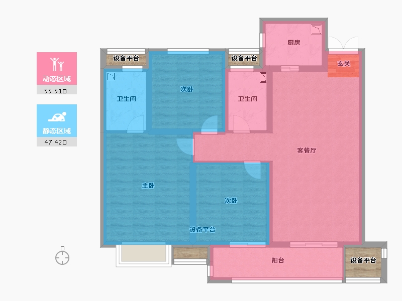 浙江省-台州市-绿地德加公馆-96.00-户型库-动静分区